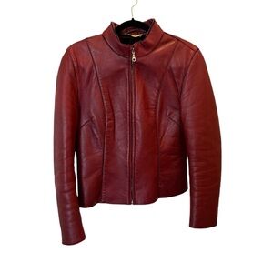 TINTERETTO Burgundy Leather Jacket | M